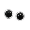 925 Steling Silver Bezel Set Black Onyx Round Stud Earrings for Men