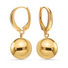 925 Sterling Silver 14K Gold-Plated Italian High Polished Leverback Round Bead Ball Drop Dangle Earrings for Women