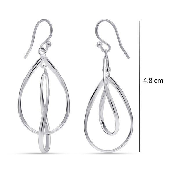 925 Sterling Silver Teardrop Double Elongated Oval Twist French Wire Long Linear Statement Drop Dangle Earrings for Women