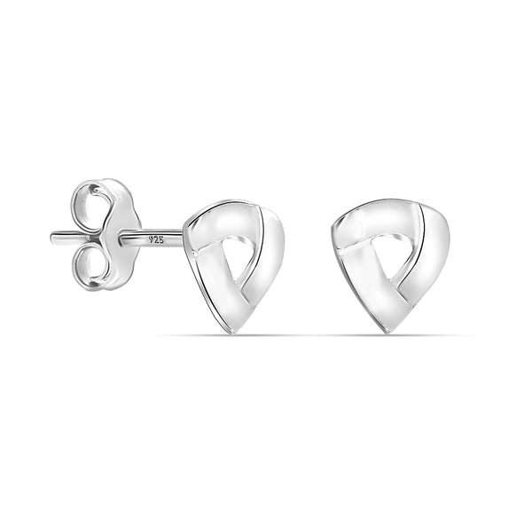 925 Steling Silver Love Knot Triangle Stud Earrings for Women