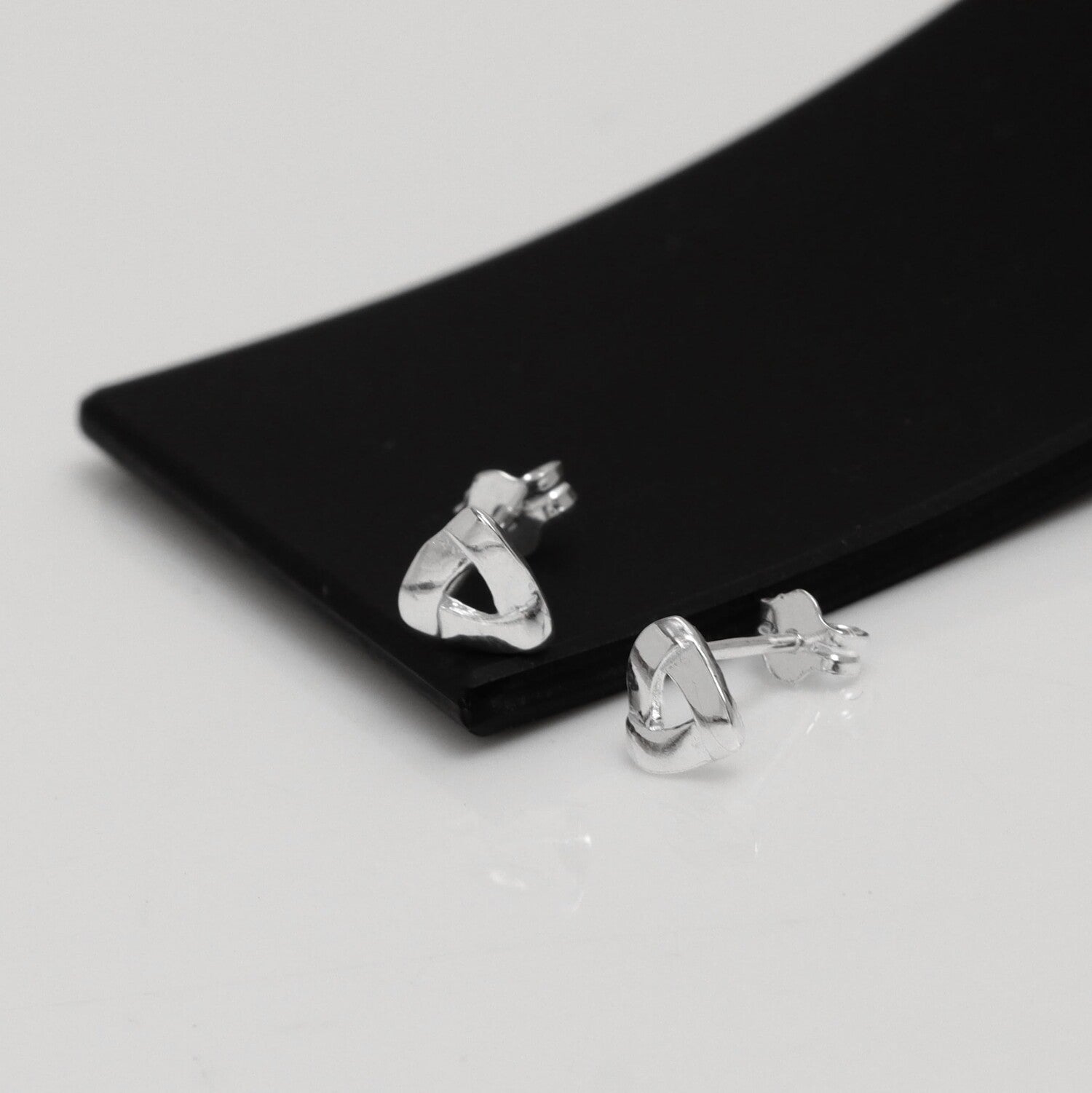 925 Steling Silver Love Knot Triangle Stud Earrings for Women