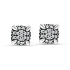 925 Steling Silver Antique Pave Cubic Zirconia Round Stud Earrings for Women