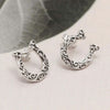 925 Sterling Silve U-Shaped Filigree Design Horseshoe Stud Earrings for Women