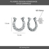 925 Sterling Silve U-Shaped Filigree Design Horseshoe Stud Earrings for Women