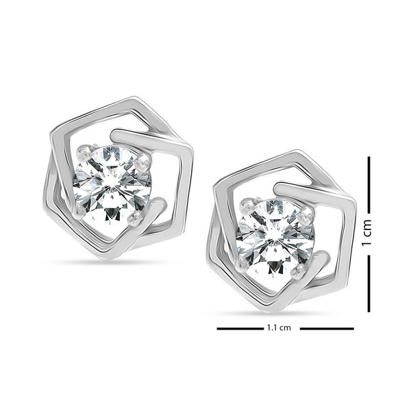 925 Sterling Silver Designer Cz Stud Earrings for Women and Girls