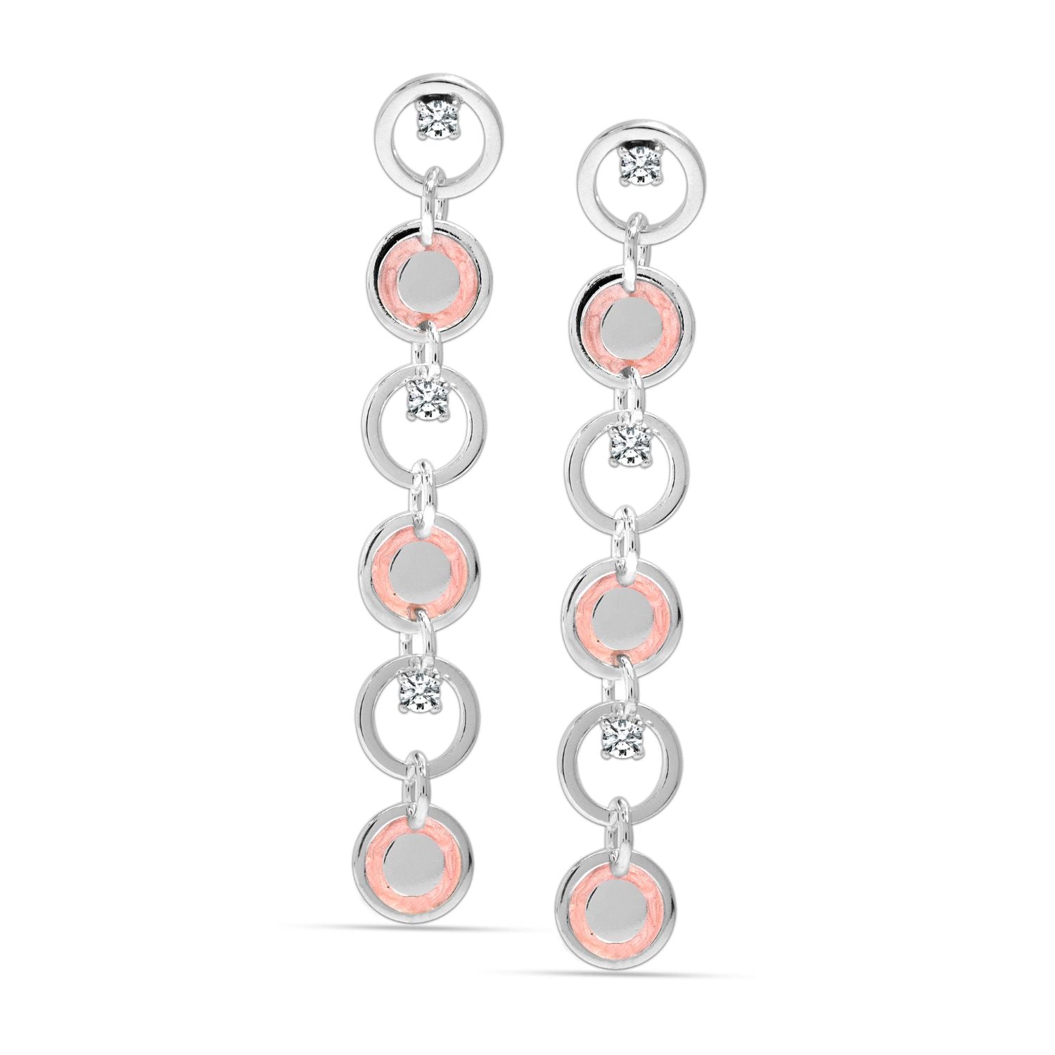 925 Sterling Silver Enamel Zircon Studded Dangler Earrings for Women and Girls