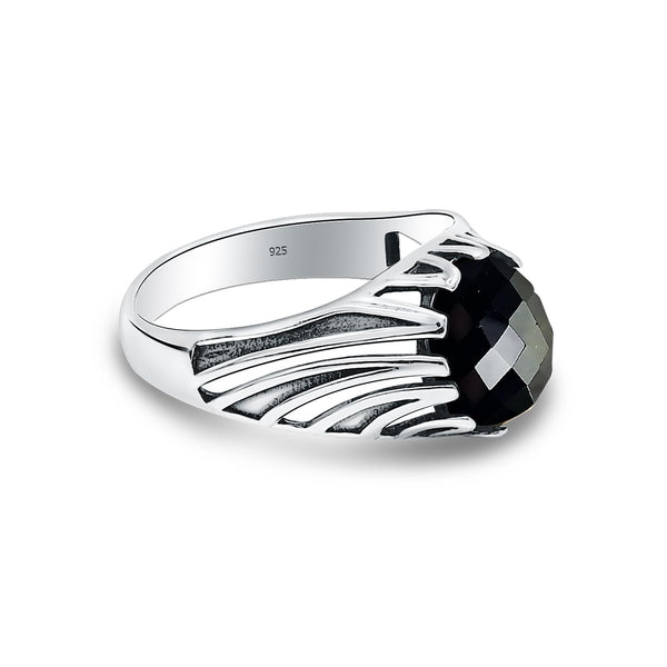 925 Sterling Silver Handmade Black Onyx Gemstone Ring for Men