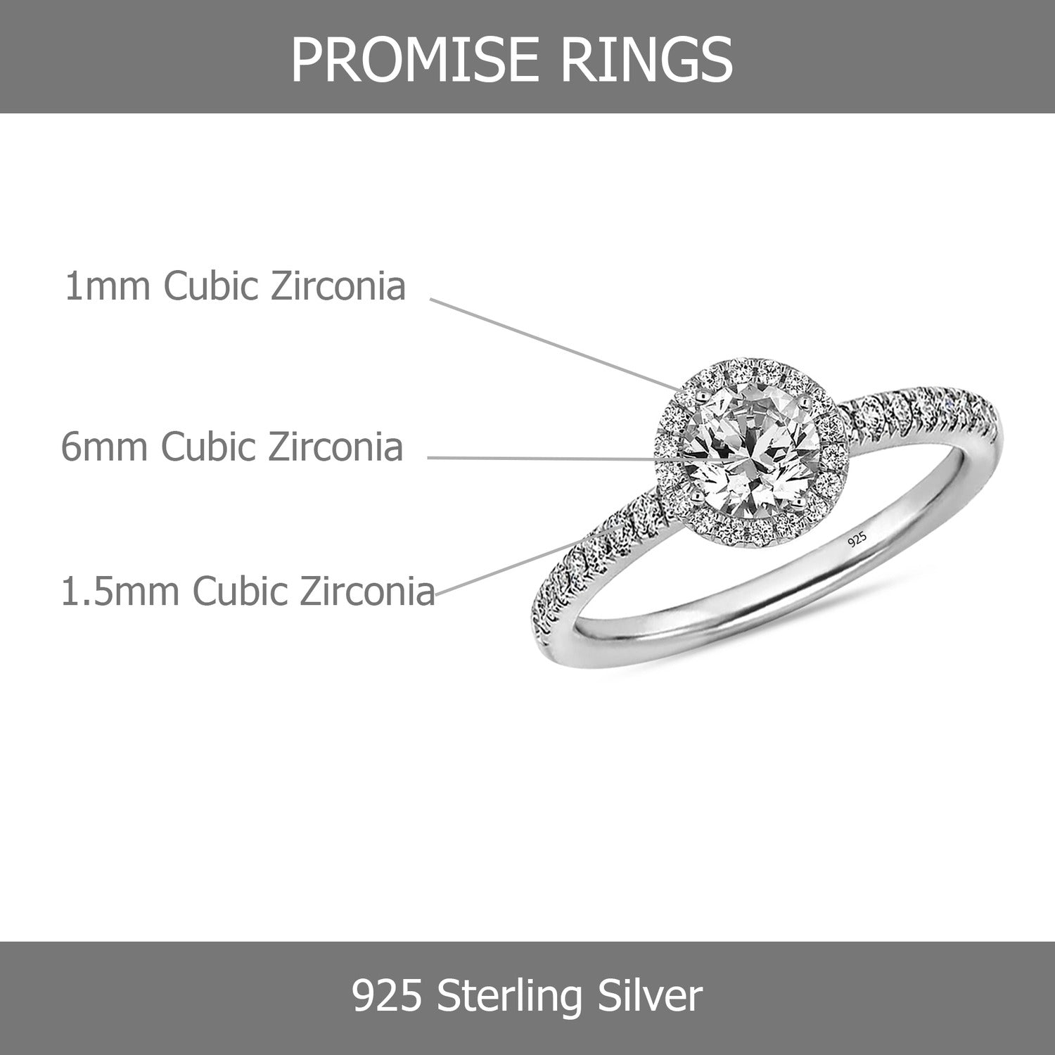 925 Sterling Silver Round Cushion Cut Zirconia Engagement Wedding Bands Finger Ring for Women