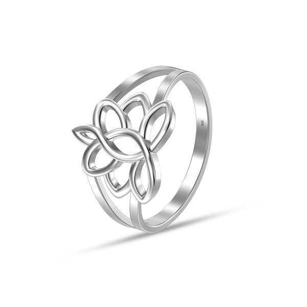 925 Sterling Silver Lotus Flower Wedding Finger Ring for Women