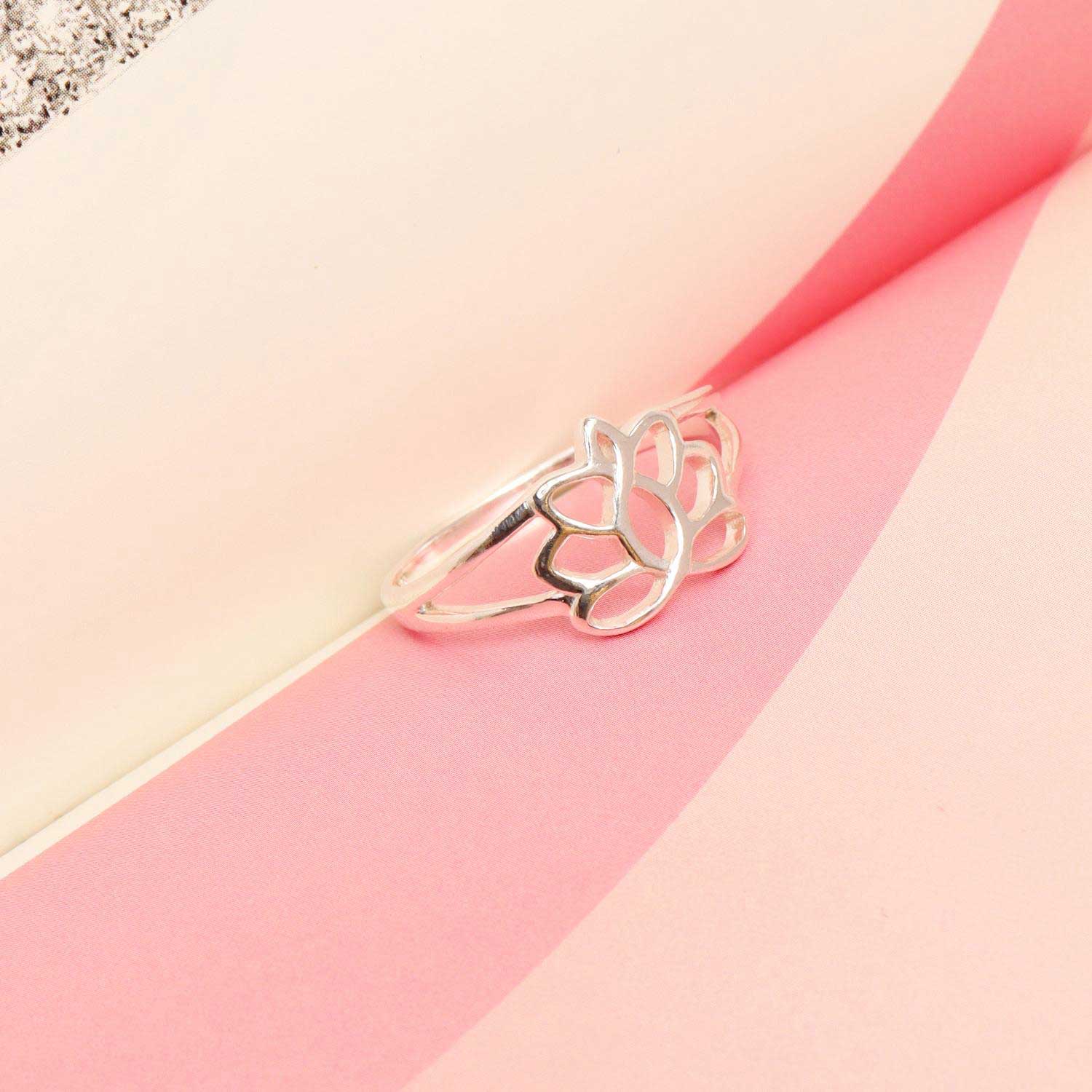 925 Sterling Silver Lotus Flower Wedding Finger Ring for Women