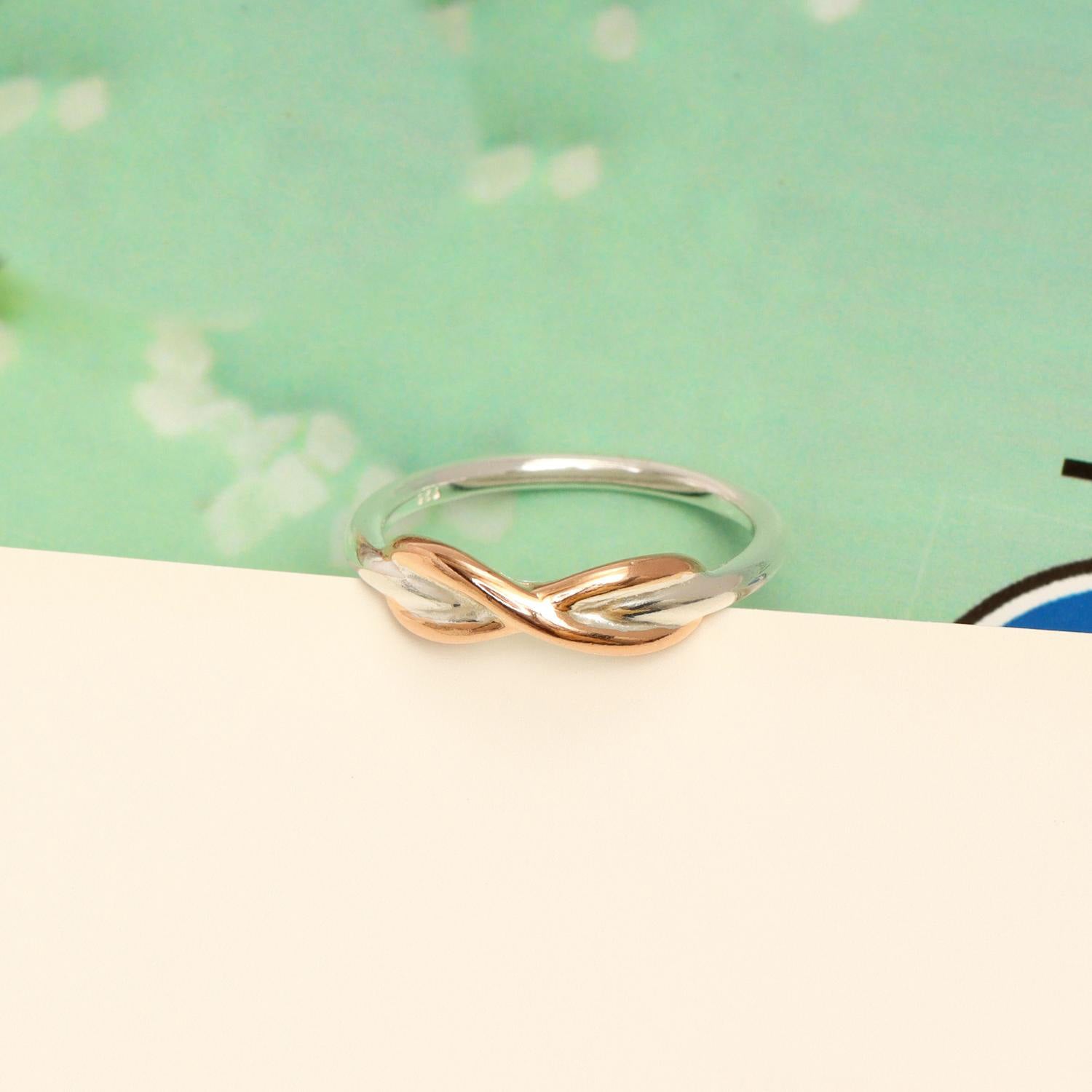 925 Sterling Silver Rose Gold- Plated Infinity Finger Ring for Women & Girls