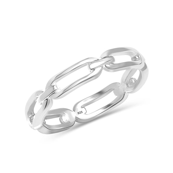 925 Sterling Silver Link Chain Band Ring for Women