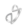 925 Sterling Silver Designer Fancy Cz Chevron Adjustable Ring for Women