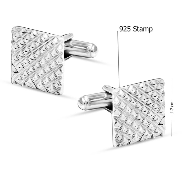 925 Sterling Silver Apex Square Cufflinks for Men