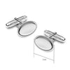 925 Sterling Silver Oval Shaped Rope Border Engraved Cufflinks for Men