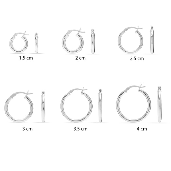 925 Sterling Silver Italian Round Tube Small Click-Top Hoop Earrings for Teen and Women 2.5mm