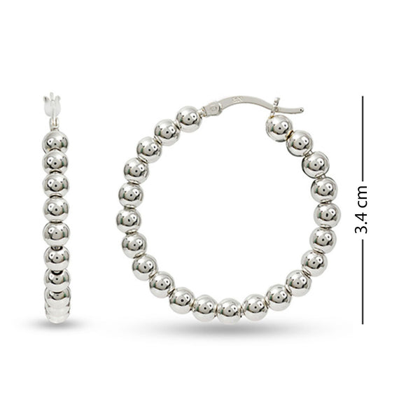 925 Sterling Silver Hollow Hoop Earrings for Women 34 MM