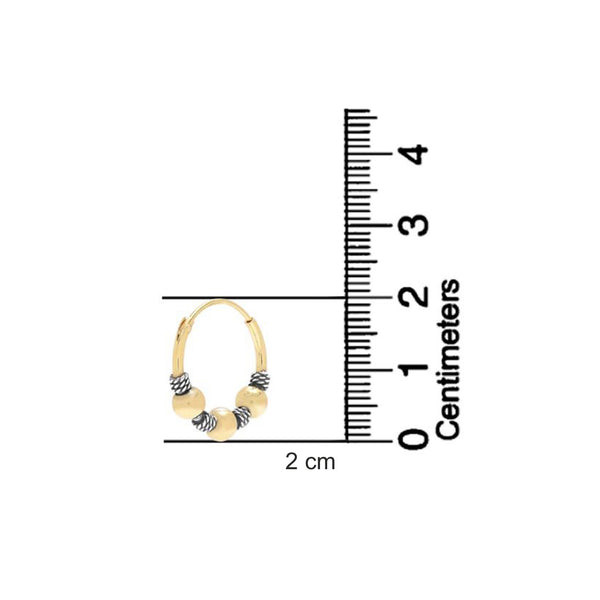 925 Sterling Silver Two-Tone Beaded Bohemian Bali Tribal Endless Hoop Earrings for Teen Women 20mm