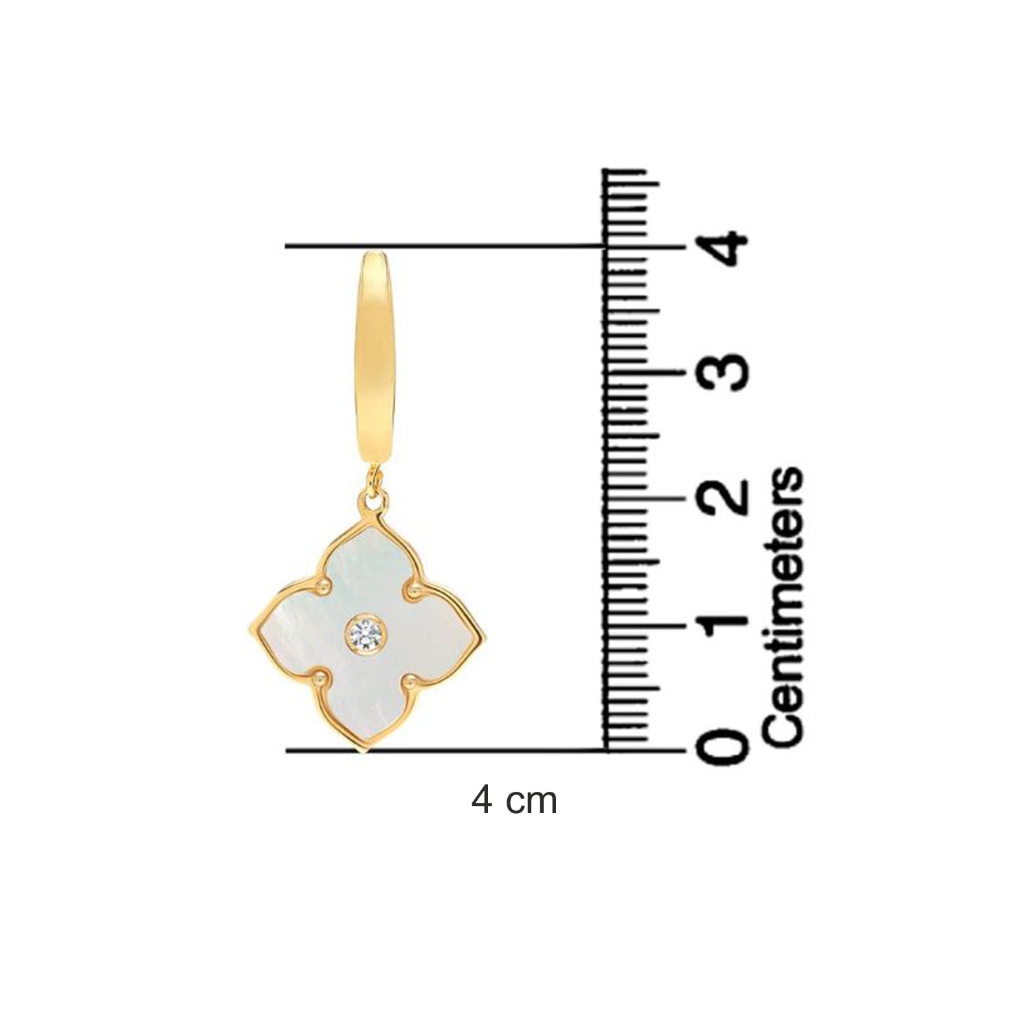 925 Sterling Silver 18K Gold-Plated Mother of Pearl with Onyx Flower Cubic Zirconia Drop Dangler Earrings for Women Teen