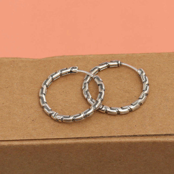 925 Sterling Silver Antique Classic Hoop Earrings for Women Teen 25mm