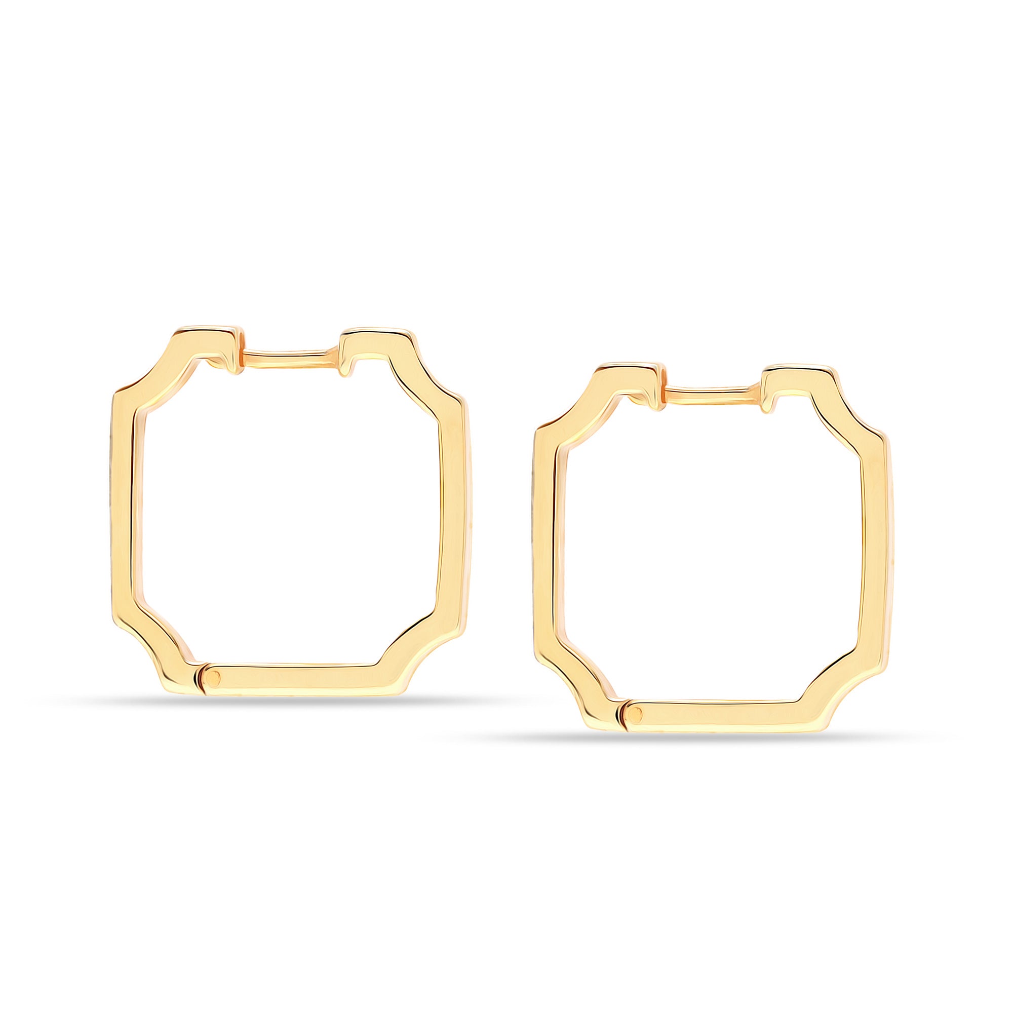 925 Sterling Silver 18K Gold Plated Square Shape Round Corners Huggie Hoop Earrings for Women