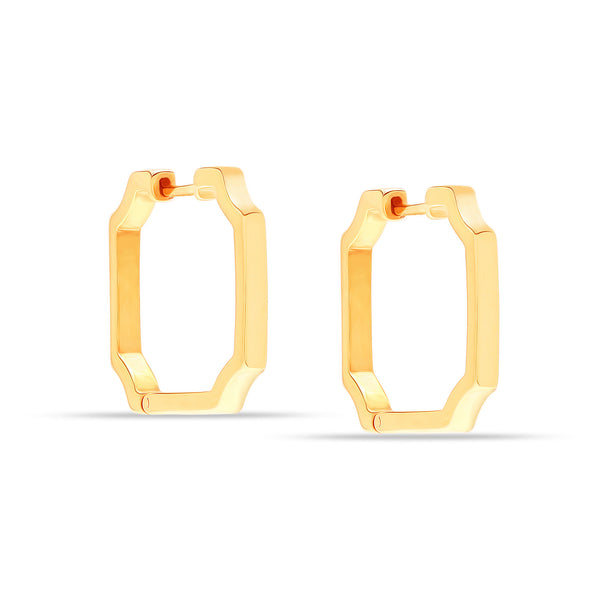 925 Sterling Silver 18K Gold Plated Square Shape Round Corners Huggie Hoop Earrings for Women