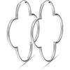 925 Sterling Silver Flower Endless Clover Large Hoop Earrings for Women Teen