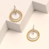 925 Sterling Silver CZ Interlocking Two-Tone Beaded Double Hoop Drop Dangle Earrings for Women Teen