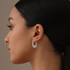 925 Sterling Silver U Shape Chunky Thick Beaded Texuted Small Click-Top Hoop Earrings for Women Teen