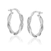 925 Sterling Silver Cubic Zirconia Twisted Hoops Earrings for Women