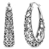 925 Sterling Silver Mesh Filigree Oval Click-Top Hoop Earrings for Women