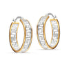 925 Sterling Silver Two-Tone Greek Wall Cut-Out Pattern Greek Key Hoop Earrings for Women