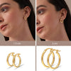 925 Sterling Silver 14K Gold Plated Italian Hoop Earrings for Women Set of 2 Pairs