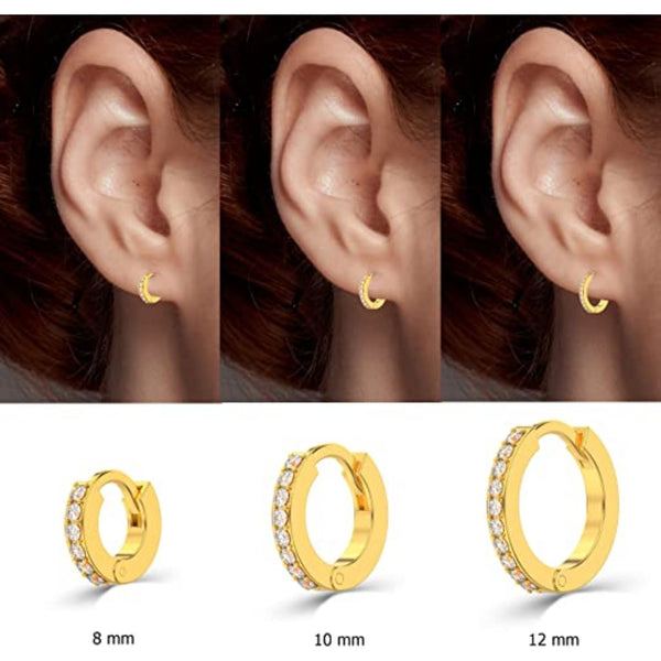 925 Sterling Silver Cartilage Piercing Ear Cuff CZ Huggie Hoop Earrings for Women Set of 3 Pair