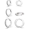 925 Sterling Silver Cartilage Piercing Ear Cuff CZ Huggie Hoop Earrings for Women Set of 3 Pair