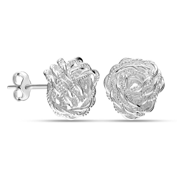 925 Steling Silver Twisted Love Knot Stud Earrings for Women