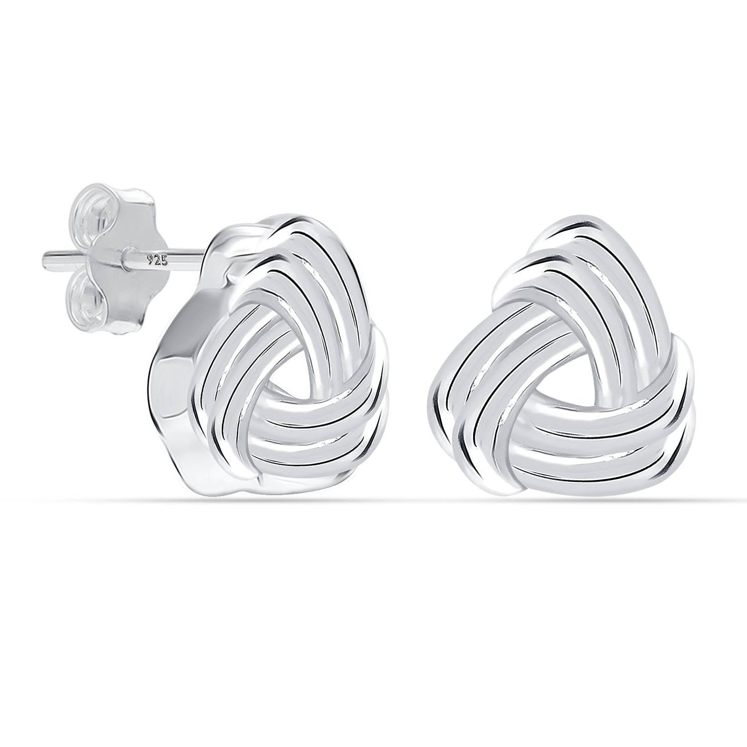 925 Steling Silver Trinity Love Knot Celtic Stud Earrings for Women