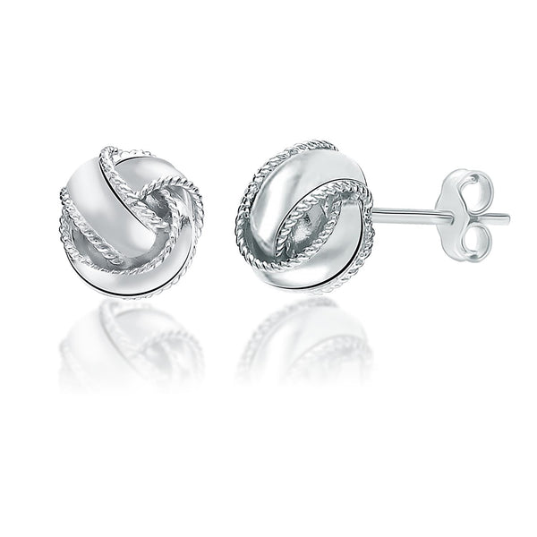 925 Sterling Silver Love Knot Round Ball Stunning Shine Stud Earrings for Women