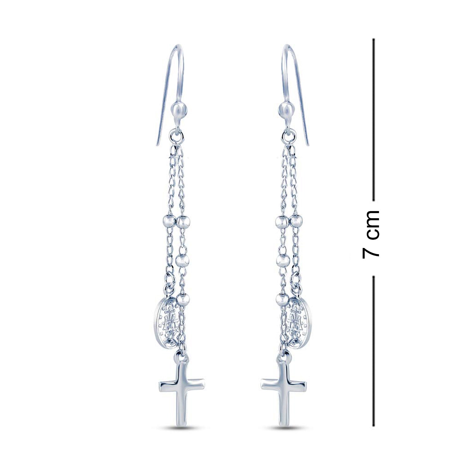 925 Sterling Silver Mother Mary Cross Earrings for Teen Women 70 MM