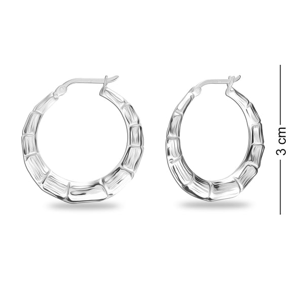 925 Sterling Silver Bamboo Hoop Earrings for Women