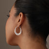 925 Sterling Silver Matte Finish Oval Hoop Earrings for Women 38 MM