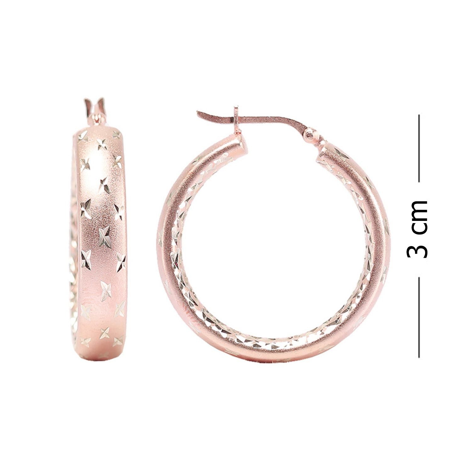 925 Sterling Silver Rose Gold Plated Hoop Earrings for Women 30 MM