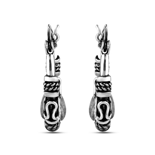 925 Sterling Silver Antique Tribal Hoop Earrings for Teen Women