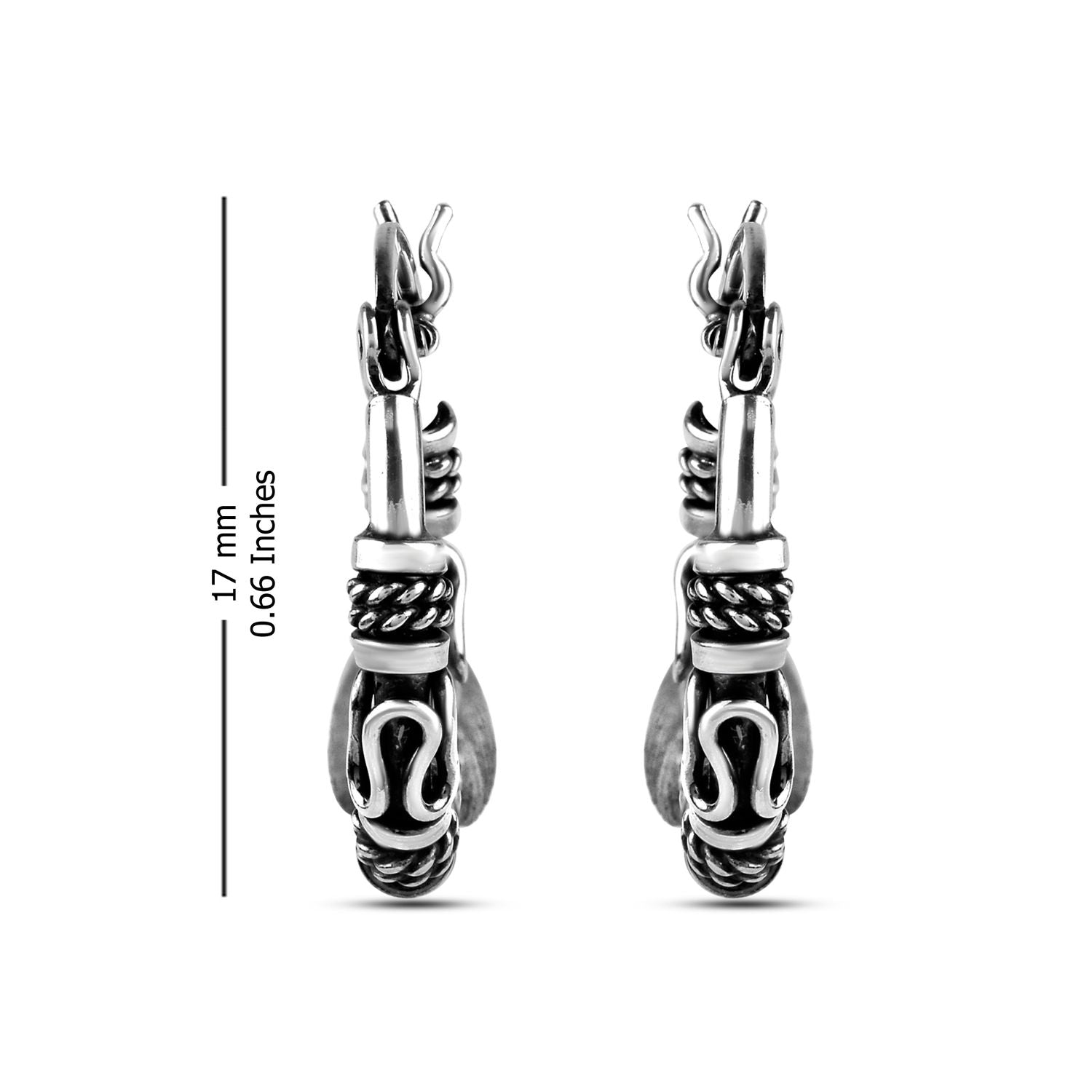 925 Sterling Silver Antique Tribal Hoop Earrings for Teen Women