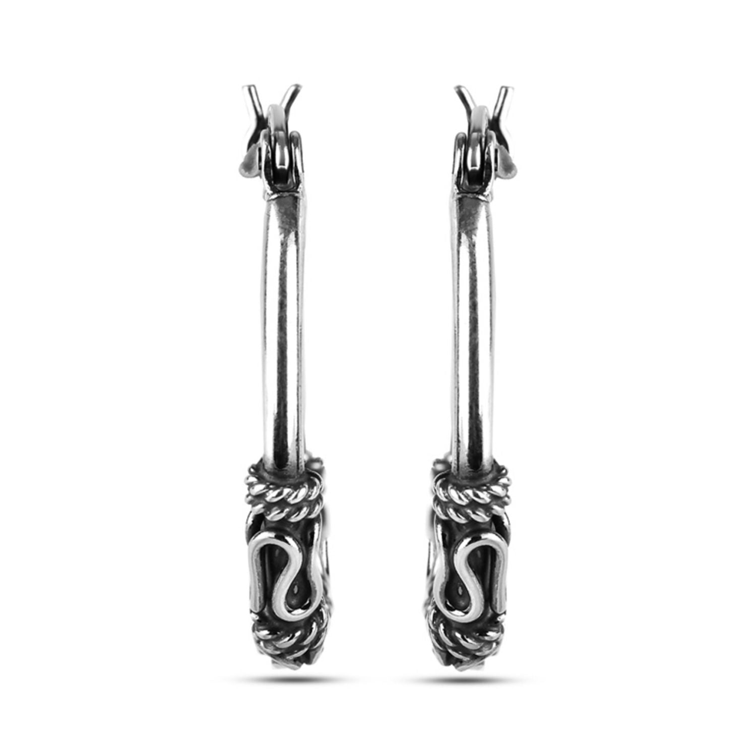 925 Sterling Silver Tribal Hoop Earrings for Teen Women