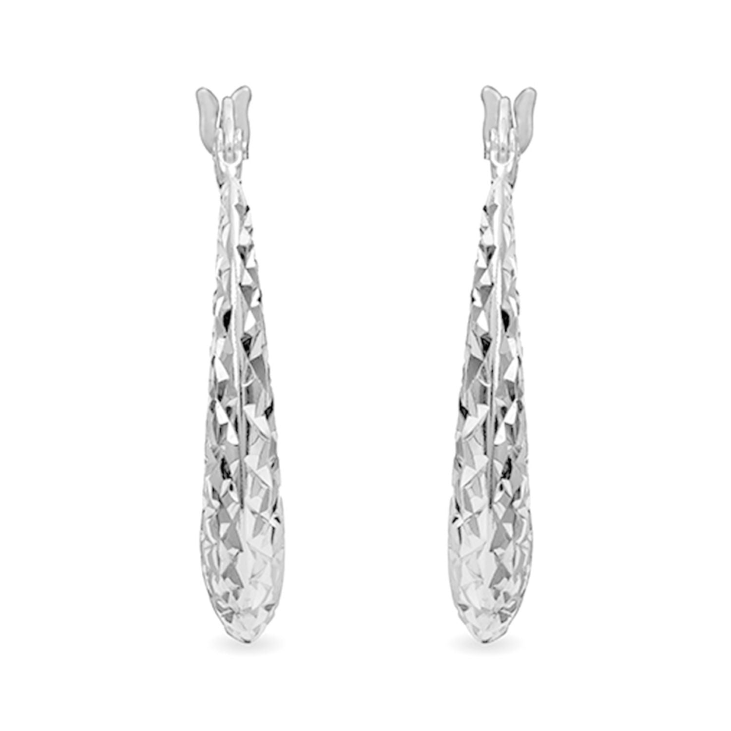 925 Sterling Silver Diamond Cut Hoop Earrings for Women