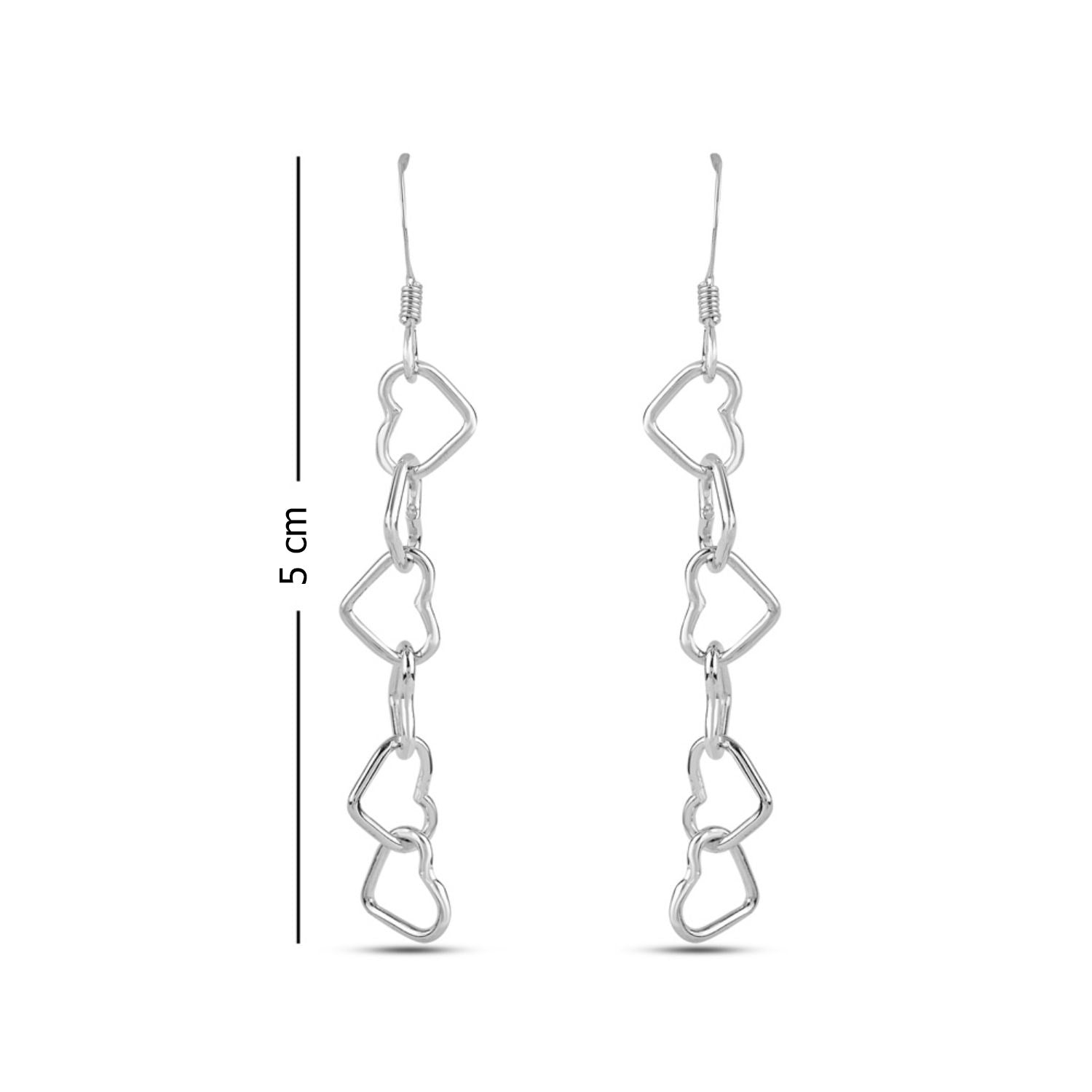 925 Sterling Silver Valentines Day Heart Inspired Dangler Earrings for Women