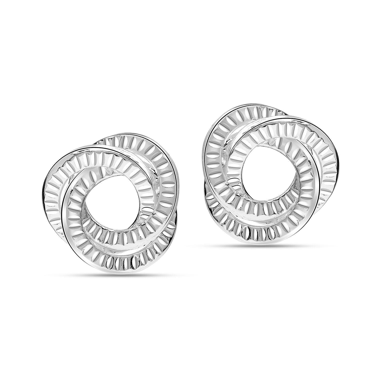 925 Steling Silver Round Textured Love Knot Stud Earrings for Women