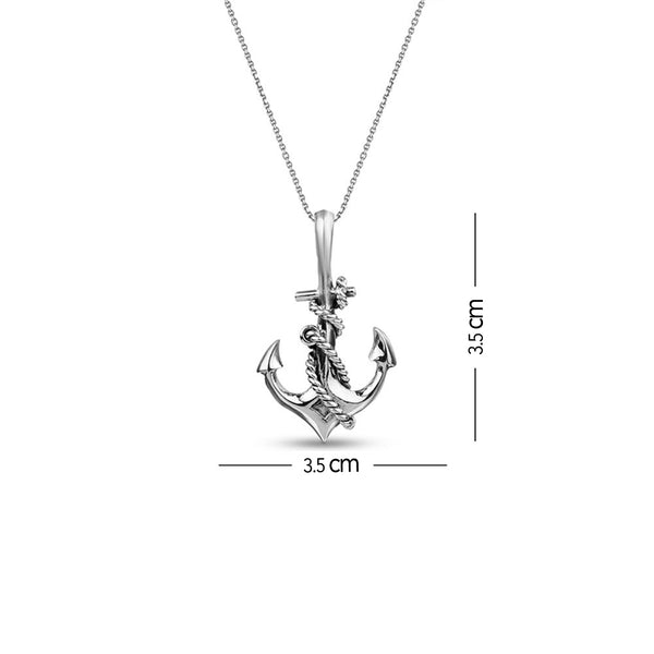 925 Sterling Silver Anchor with Cross Pendant with Chain for Women