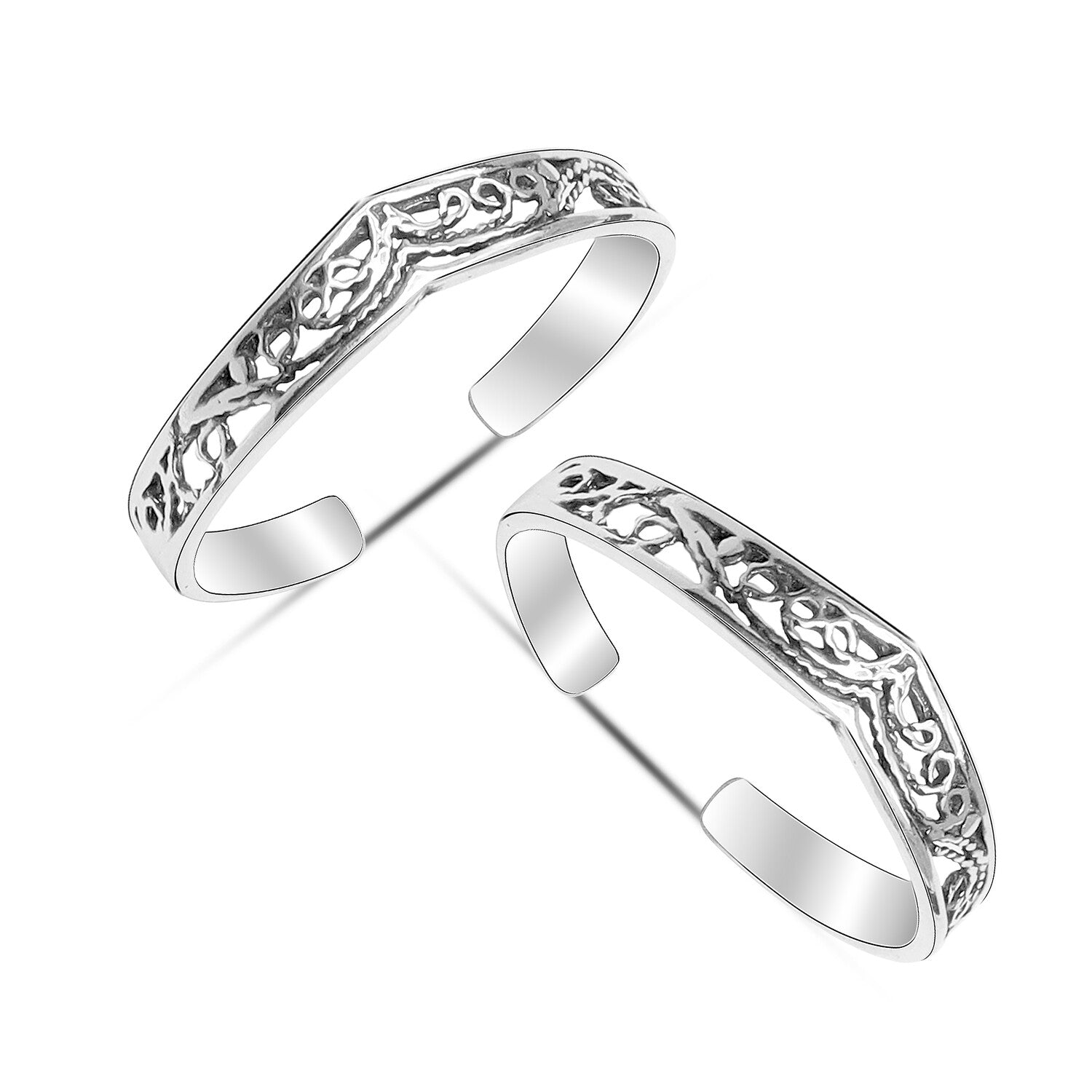 925 Sterling Silver Filigree Design Adjustable Elegant and Comfortable Toe Ring for Women